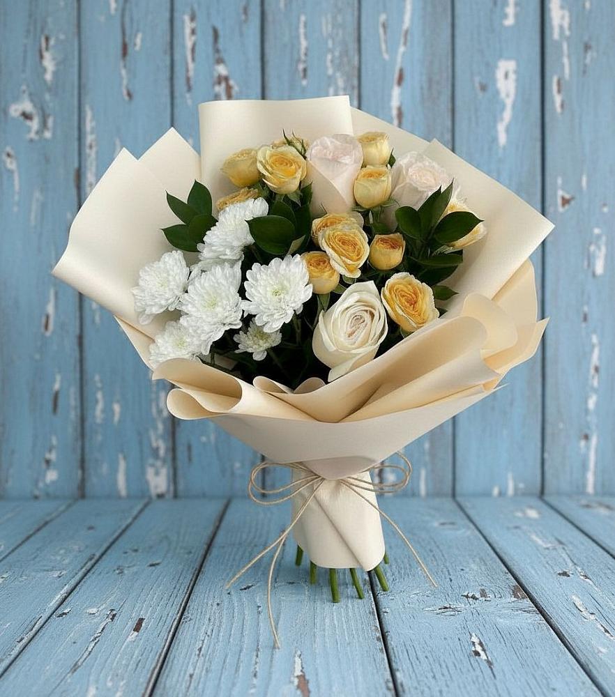 Букет цветов из: Розы и Хризантемы в Андреевке
