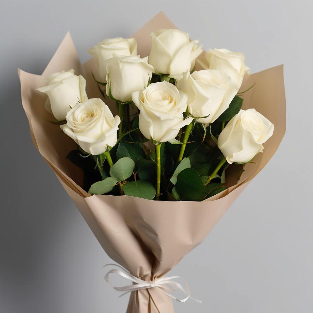 Букет 9 Белых роз Эдлесс Лав в Андреевке