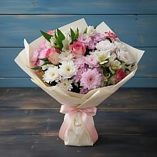 Букет цветов из:  Хризантемы, Альстромерии и Розы в Андреевке