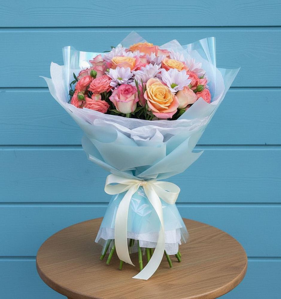 Букет цветов из: Хризантемы и Розы в Андреевке