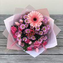 Букет цветов из:  Розы, Герберы и Хризантемы в Андреевке